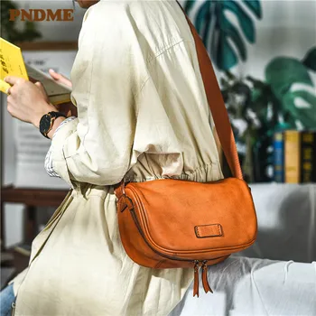 PNDME originální módní retro pravé kůže dámy taška přes rameno casual přírodní hovězí kůže dámské párty podpaží crossbody tašky