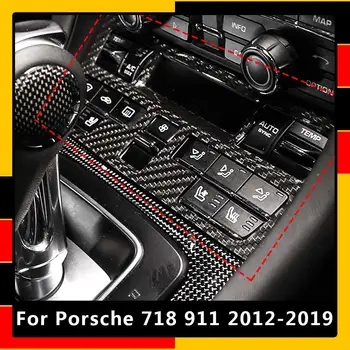 Pro Porsche 718 911 2012-2019 Skutečné Uhlíkových Vláken Auto Centrální Klimatizace Spínač Rám Čalounění Kryt Auto Díly Interio Příslušenstv