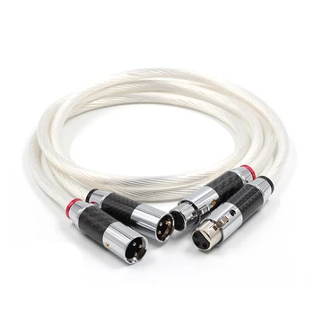 Pár Vysoce Kvalitní Hi-XLR Kabel Čisté 7N OCC Stříbro-pozlacené Audio Kabel S Top Grade Uhlíkových vláken XLR Zástrčka
