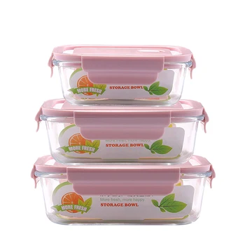 Přenosné Zdravé Materiál Oběd Box Bento Boxy Glass Box, Mikrovlnná trouba Nádobí Skladování Potravin Kontejner Potravin box Kuchyni