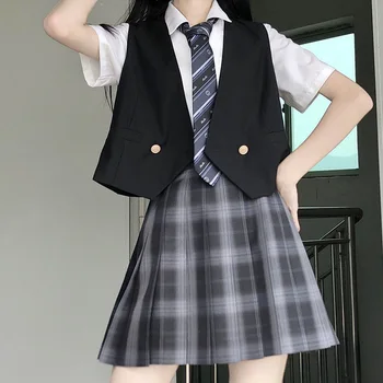 Původní JK Jednotné Originální Japonská Krátké Sako Dívky Vesta Základní Černá Námořnická Modrá Jaro Podzim College Školní Uniformu Ženy