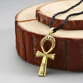 QIAMNI Vintage Ankh Cross Přívěsek Náhrdelník Starověkého Egypta, Viking Slovanské Náboženské Šperky Egyptský Klíč Života Pár Náhrdelník