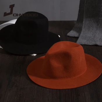 Retro classic cítil jazz klobouk plstěný klobouk s velkou krempou, Panama pro ženy, muže black red top hat Dámy klobouk imitace vlněné čepice