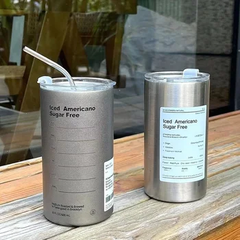 Retro průmyslový styl Přenosné kapka vody sklo s Vysokou kapacitou 600 ML z Nerezové oceli udržovat v teple láhev s vodou přímo šálek kávy