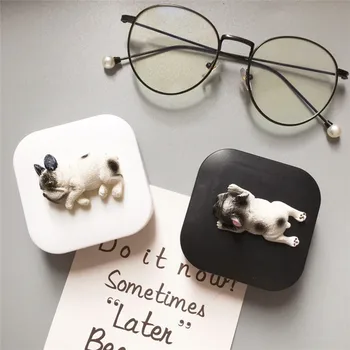 Roztomilý Pes Kontaktní Čočky Případě Cestovní Objektiv Box Set Se Zrcadlem Oční Čočky Držák Nádoby Pro Objektiv lente de contato