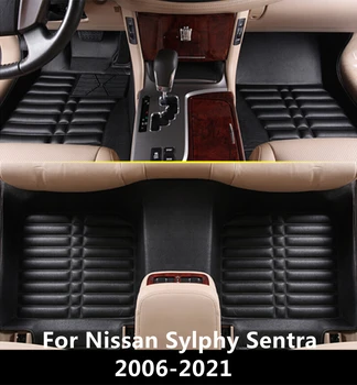 SJ 3D Vodotěsné Vlastní Auto Podlahové Rohože Přední A Zadní FloorLiner Styling Auto Kobercové Rohože VHODNÉ Pro Nissan Sentra SYLPHY 2006-2021