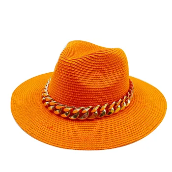 Sluneční klobouk slaměný klobouk oranžová fialová koblihy řetězce příslušenství, pláž styl dámy slaměný klobouk fedora klobouk unisex 2021панама