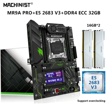 STROJNÍK E5 MR9A PRO základní Desky LGA 2011-3 S Kit Xeon E5 2683 V3 CPU Procesor 32GB=2X16G DDR4 ECC RAM Set Combo NVME M. 2