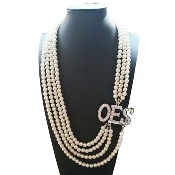 Topvekso African Pearl pořadí východní star Vícevrstvé Prohlášení Šperky OES Perlový Náhrdelník