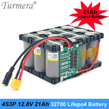 Turmera 4S3P 12,8 V 21Ah 32700 Lifepo4 Battery Pack 4S 40A 100A Vyvážené BMS pro Elektrický Člun a Nepřetržité Napájení 12V