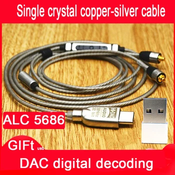 Type-c USB DAC Dekódování ALC5686 Čip Kabel Sluchátek Adaptér Pro Sennheiser Ie8 IE80 IE8I Shure MMCX Se215 SE846 Mic Converter