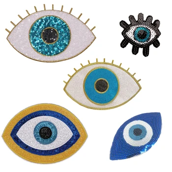 Velké Oči Flitry Výšivky Žehlička na Záplaty Odznak Záplaty na Oblečení DIY Tkaniny Náplast Nálepka Oděvní Doplňky