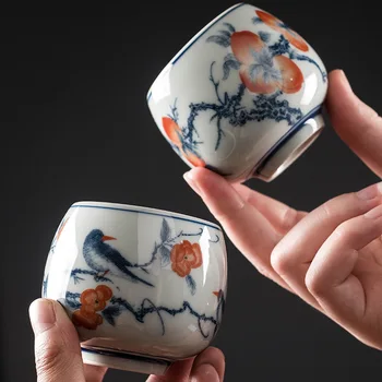 Vintage Modré a Bílé Porcelánové Glazurou Master Cup Porcelánové Kung Fu Čajový Set Ručně Malované Šálky Velký Hrnek Jeden Dárek Mísy
