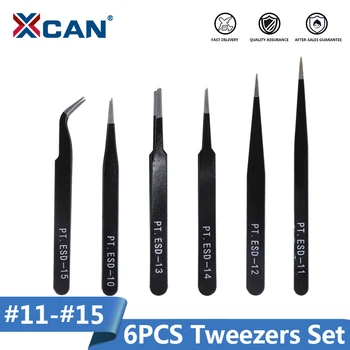 XCAN 6ks Anti-Statické Tweezer Set z Nerezové Oceli Údržba Repair Tool Kit Anti Static Model Making Tool Ruční Nástroj Nastavit