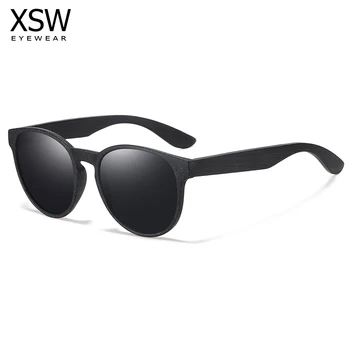 XSW Černé Bambusové Brýle, Dřevěné Polarizační pšeničné slámy sluneční Brýle, Ženy, Muži Brýle UV400 Ochranu Brýle 7018