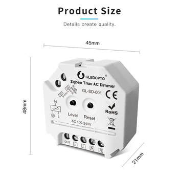 Zigbee 3.0 100-240VAC Push-Zapne Triak AC LED Stmívač LED-Dotykové Ovládání Práce s 2.4 G RF Amazon Echo Plus Telefon App Ovládání