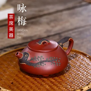 Zisha Konvice Yixing Ručně vyráběné Hrnce Kung-fu Teaware Fialové Hlíny Sklenice Pro Puer Zelený Černý Čínský Čaj Pine Jehly a Kámen