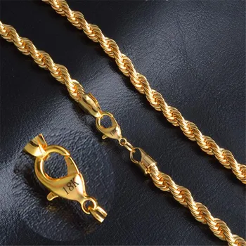 Zlatý Řetěz Náhrdelník Hot Módní Náhrdelník Šperky 18 K 6MM 50 cm 20Inch Mužů Řetězce, Twist Náhrdelník