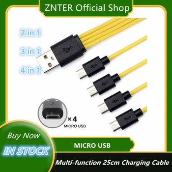 ZNTER 4 v 1 Multi-funkce 25cm Dobíjecí Baterie, Nabíjecí Kabel se 4 Mikro USB Nabíjecí Kabel pro 18650 Baterie pro Android