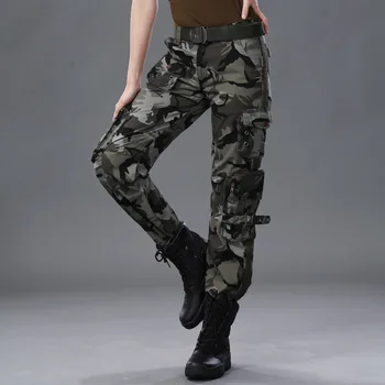 Ženy Cvičení Kamufláž Volný Čas Vojenské Kalhoty Kombinézy Plus Velikosti Kapsy Pytlovité Kalhoty Rovné Volné Bavlněné Kalhoty