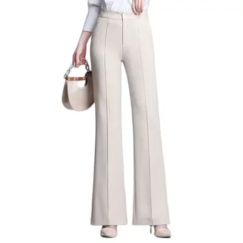 Ženy Vzplanul Kalhoty Nové Jaro Léto Vysoký Pasu Tenká Módní Korejský Design Světlice Kalhoty Plus Velká Velikost Slim Office Kalhoty